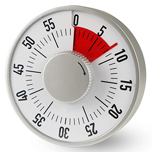 Eastjing Kitchen Timer 60-Minute Mechanical Visual Timers for Cooking, Oversize Countdown Clock for Teaching, Meeting with Facial with Control Knob, Magnetic Backing, Collapsible Legs, Hanging Hole