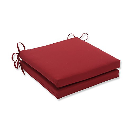 Pillow Perfect 614038 Outdoor/Indoor Pompeii Square Corner Seat Cushions, 20" x 20", Red