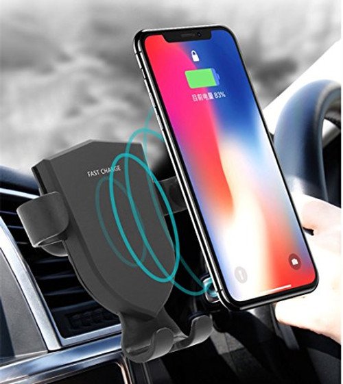 Jinjing Qi Wireless Car Charger Mount Automatic Locking Phone Holder Fast Charge for Samsung Galaxy S8 S7/S7 Edge, Note 8 5, Standard Charge for iPhone X, 8/8 Plus and Qi Enabled Device