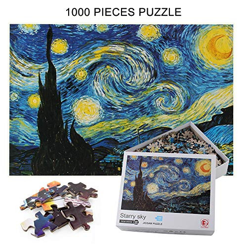 Puzzles 1000 Piece Jigsaw Puzzles for Adults Kids  Stars Landscape Starry Night Jigsaw Puzzle Educational Intellectual Decompressing Fun Family Games DIY Toys for Gift