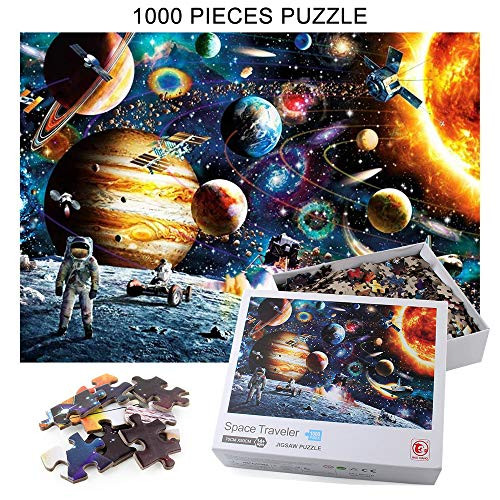 Space Puzzles Jigsaw Puzzles 1000 Pieces for Adults Kids  Jigsaw Puzzle Planets in Space Educational Intellectual Decompressing Fun Family Games DIY Toys for Gift