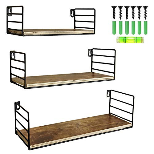 Floating Wall Shelf Storage Organizer for Shower Bathroom Bedroom Bedside Living Room Kitchen Hanging Wall Mount Shelves, Set of 3