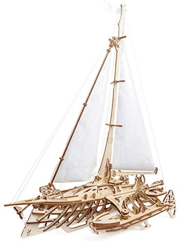 UGEARS 3d Puzzles For Adults Trimaran Merihobus - Wooden Mechanical Models Construction Craft Kits For Adults