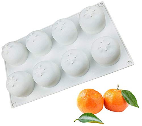 Silicone Mold for Baking 3D Orange Shape Fruit Mousse Cake Mold Chocolate Dessert Mold (8 Cavity)