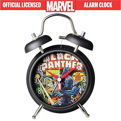 Disney Black Panther Marvel Metal Twin Bell Alarm Clock  Retro Style  Loud Alarm Perfect for Heavy Sleepers  Battery Operated