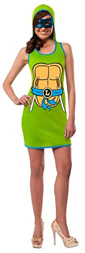 Nickelodeon Rubie's Women's TMNT Classic Costume Leonardo Hooded Tank Dress, Green, Small
