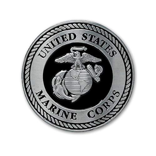 USMC Medallion  2 Inches  Black and Silver Marine Corps EGA Eagle Globe Anchor Car Emblem