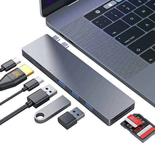 Ofima USB C Hub, MacBook Pro Air Adapter, 8-in-2 Thunderbolt 3 USB-C Adapter Hub for MacBook Pro 2020-2016, 13/15/16", MacBook Air 2020-2018,100W PD, HDMI 4K, 3 USB-A 3.0 &USB-C, SD/TF Card Reader