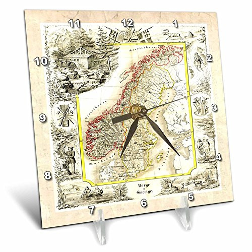 3dRose dc_56945_1 Old Norway N Sweden 1847 Map Desk Clock, 6 by 6-Inch 3dRose dc_56945_1 Old Norway N Sweden 1847 Map Desk Clock, 6 by 6-Inch