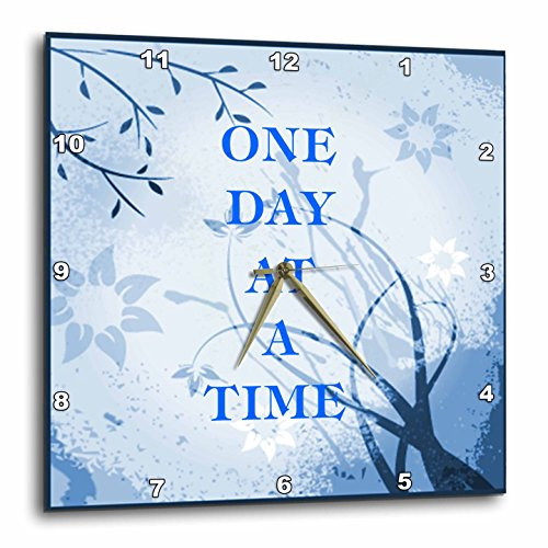 3dRose DPP_80290_1 One Day at a Time on Colored Backgound Wall Clock, 10 by 10-Inch