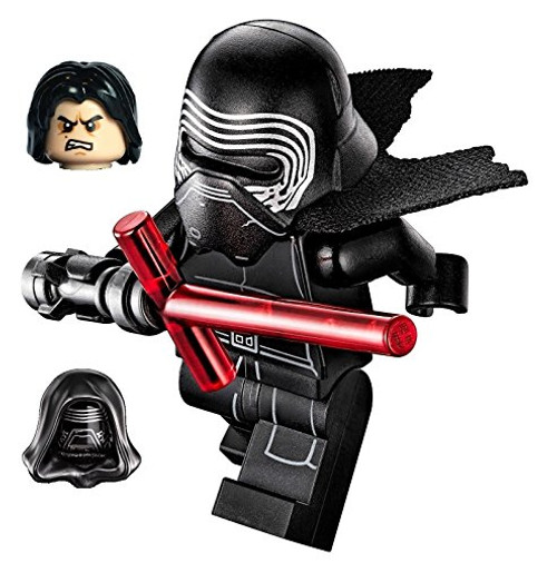 LEGO Star Wars Minifigure - Kylo Ren Complete with Helmet, Hood, Hair, Flesh/Black Face with Cross Lightsaber LEGO Star Wars Minifigure - Kylo Ren Complete with Helmet, Hood, Hair, Flesh/Black Face with Cross Lightsaber