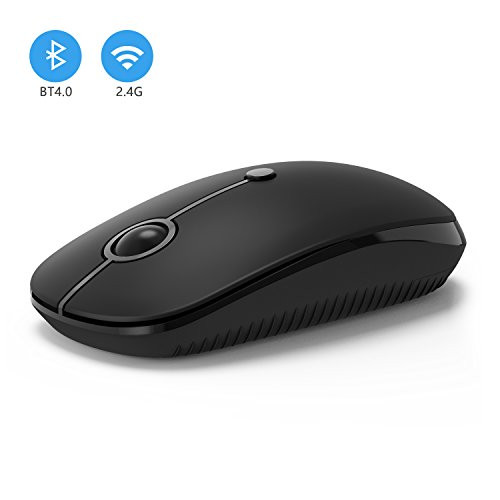 2.4GHz Wireless Bluetooth Mouse, Jelly Comb Dual Mode Slim Wireless Mouse with 2400 DPI Compatible for PC, Laptop, Mac, Android, Windows (Black)
