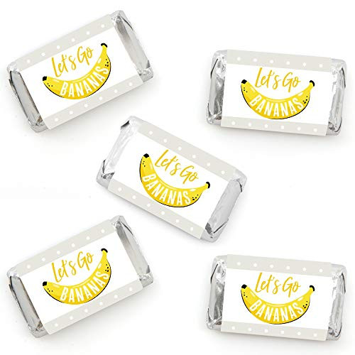 Big Dot of Happiness Lets Go Bananas - Mini Candy Bar Wrapper Stickers - Tropical Party Small Favors - 40 Count