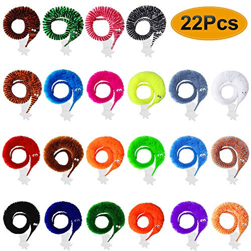 ONESING 22 Pcs Magic Worms Toys Fuzzy Worm on A String Wiggly Worms Silly String Twisty Toys for Carnival Kid Party Favors