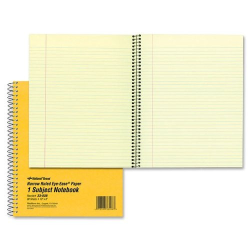 NATIONAL Brown Board Cover Notebook, Narrow ruling, 1-Subject, Green Paper, 10 x 8 Inches, 80 Sheets (33008)