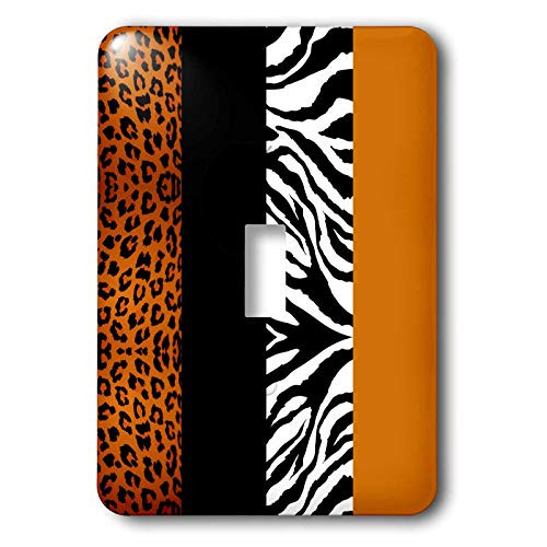 3dRose lsp_35442_1"Orange Black And White Animal Print-Leopard And Zebra Single Toggle Switch