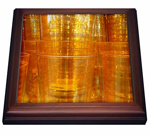 3dRose trv_17750_1 Orange Drink Trivet with Ceramic Tile, 8 by 8", Brown