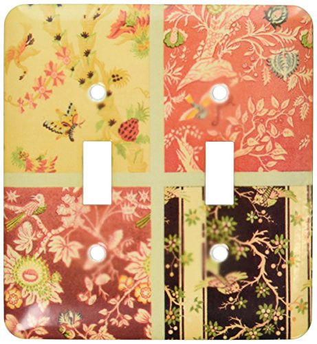 3dRose LLC lsp_34803_2 Oriental Collage Red Black Yellow Double Toggle Switch