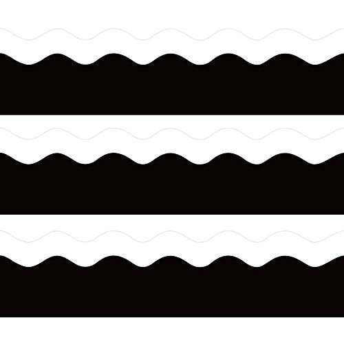 OUNENO Black White Layer Bulletin Board Border Trim for Classroom Chalkboard Whiteboard Decoration Scalloped 36ft