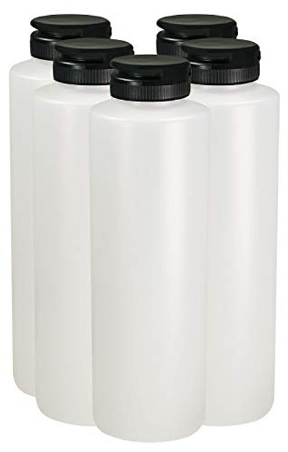 Pinnacle Mercantile Condiment Squeeze Bottles with Flip Top Hinged Black Cap 16 oz Set of 5 (Perfect for Condiments, Sauces, Dressings, BBQ, Ketchup) Made USA Pinnacle Mercantile Condiment Squeeze Bottles with Flip Top Hinged Black Cap 16 oz Set of 5 (Perfect for Condiments, Sauces, Dressings, BBQ, Ketchup) Made USA