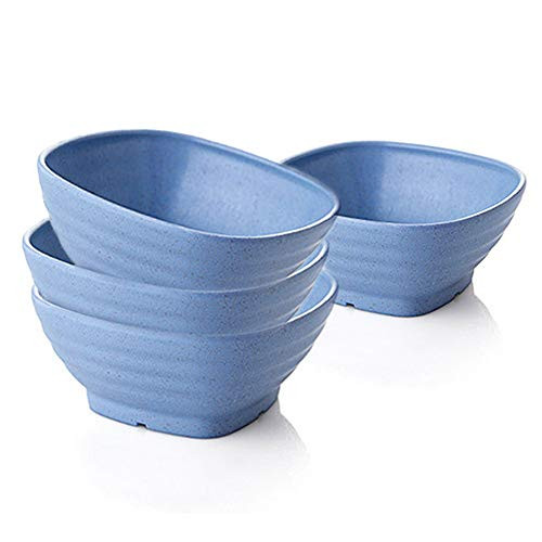 Wheat Straw Sauce Dish, Dipping Bowls, Ramekin bowls, Mini Appetizer Plates, Serving Cups for Ketchup,Soy Sauce, BBQ Sauce, Sushi or Seasoning,Tomato Sauce Vinegar (Blue)
