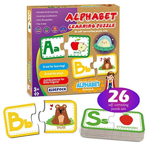 Puzzles for Kids Ages 2-4  26 Sets Self-Correcting Alphabet Puzzles for Toddlers, Perfect Matching Puzzles for Kids Ages 3-5