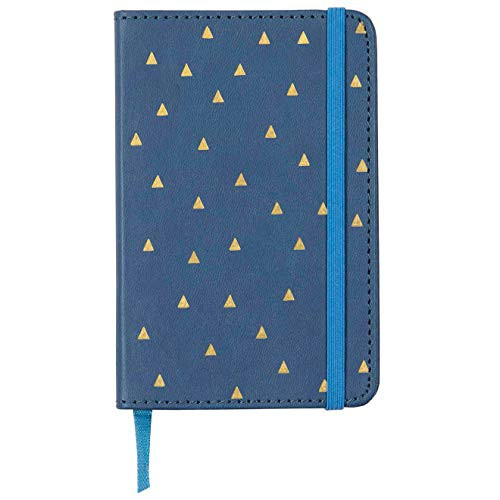 C.R. Gibson Blue and Gold Traingle Pattern Leatherette Small Journal Notebook for Girls, 3.5'' W x 5.5'' L, 192