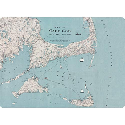 rockflowerpaper Cape Cod Nantucket Martha's Vineyard Blue Map Decorative Cork Back Hard Placemat Set of 4 in Gift Box