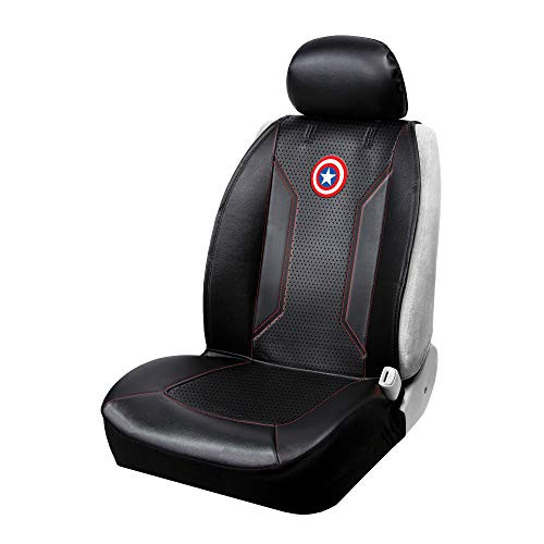 Plasticolor 008623R01 Captain America Shield Symbol Icon Marvel Premium Stitched Sideless Seat Cover with Cargo Pocket