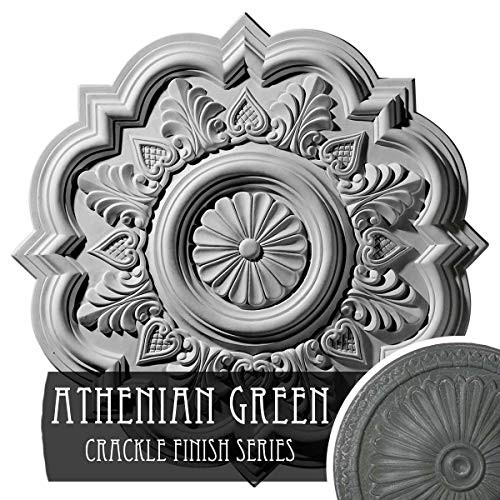 Ekena Millwork CM20DRAGC Deria Ceiling Medallion, 20 1/4"OD x 1 1/2"P (Fits Canopies up to 6"), Hand-Painted Athenian Green Crackle