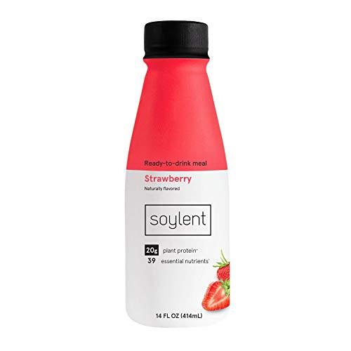 Soylent Strawberry Plant Protein Meal Replacement Shake, 14 oz (Pack of 12) - Packaging May Vary