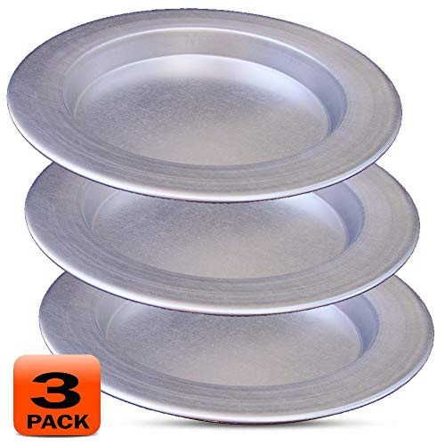 Frigya Kunefe Plate - Cooking and Serving Plates for Shredded Kadaifi, kunafa knafe knafeh Phyllo, Fillo Dough Pan - Set of 3 Silver Color Aluminum Pans ( Compatible for frozen kunefe )