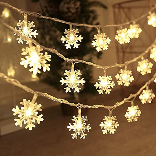 BIMOUR Christmas Lights, Snowflake String Lights 19.6 ft 40 LED Fairy Lights Battery Operated Waterproof for Xmas Garden Patio Bedroom Party Decor Indoor Outdoor Celebration Lighting, Warm White BIMOUR Christmas Lights, Snowflake String Lights 19.6 ft 40 LED Fairy Lights Battery Operated Waterproof for Xmas Garden Patio Bedroom Party Decor Indoor Outdoor Celebration Lighting, Warm White