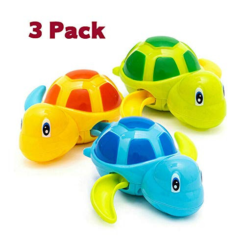 HEMRLY Baby Bath Toys,Baby Bathtub Wind Up Turtle Toys, Cute Fun Multi Colors Floating Bath Animal Toys for Kids Toddlers, Child Pool, Swimming Clockwork Water Toys for Boys and Girls-[3 Pcs]