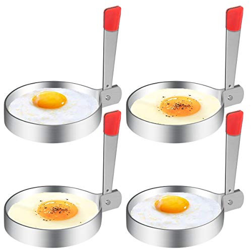 Egg Ring, 4PCS Stainless Steel Omelet Mold Non-Stick Fried Egg Mold Pancake Molds Poached Egg Rings Kitchen Cooking Tool for Breakfast