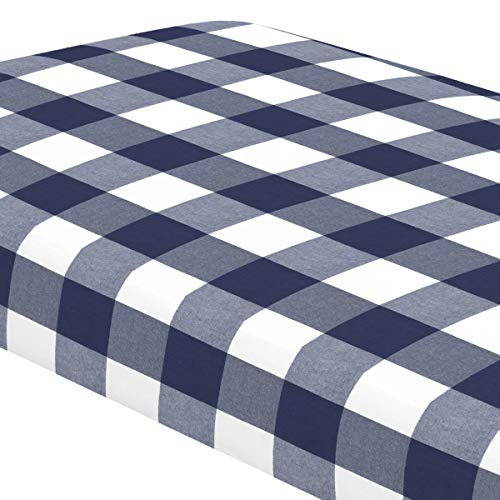 NoJo Kimberly Grant Woven Buffalo Check Navy Crib Sheet, Navy, White (8248003)