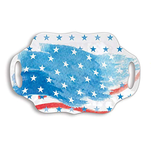 Michel Design Works Melamine Serveware Serving Tray, Red, White & Blue