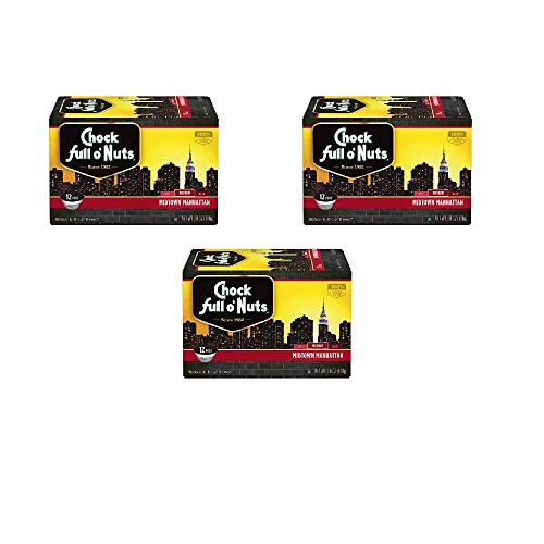 Chock Full O'Nuts Midtown Manhattan Medium Roast Coffee, Single Serve Cups, 36 Count
