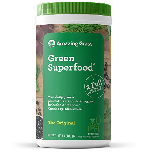 Amazing Grass Green Superfood: Super Greens Powder with Spirulina, Chlorella, Digestive Enzymes & Probiotics, Original, 60 Servings Amazing Grass Green Superfood: Super Greens Powder with Spirulina, Chlorella, Digestive Enzymes & Probiotics, Original, 60 Servings