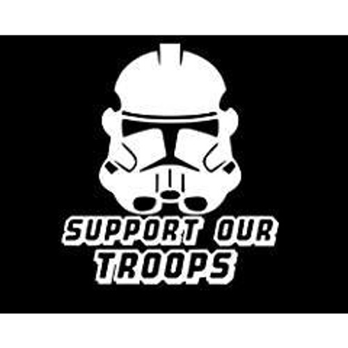 Chase Grace Studio Support Our Troops Stormtrooper Military Vinyl Decal Sticker|White|Cars Trucks Vans SUV Laptops Tool Box Wall Art|5.5" X 5"|CGS210