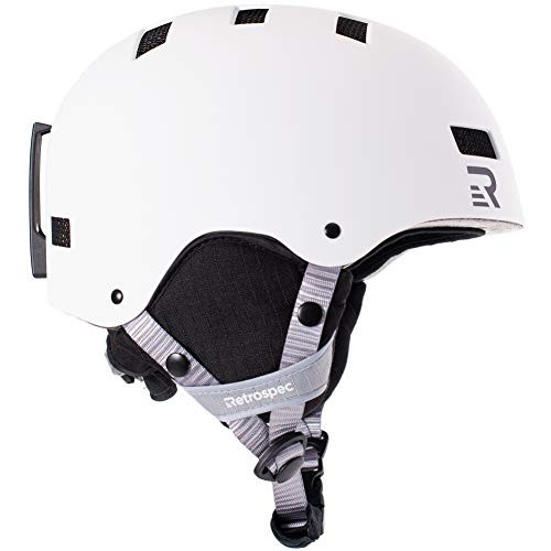 Retrospec Traverse H1 Ski & Snowboard Helmet, Convertible to Bike/Skate, Matte White, Small (51-55cm)