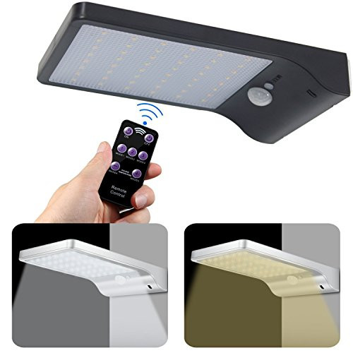 SIKOT Remote Solar Lights Outdoor, Patio Deck Lights 48 LEDs, Super Bright Outside Waterproof Motion Sensor Lights, Solar Powered Lighting For Yard, Backyard, Pathway & Driveway