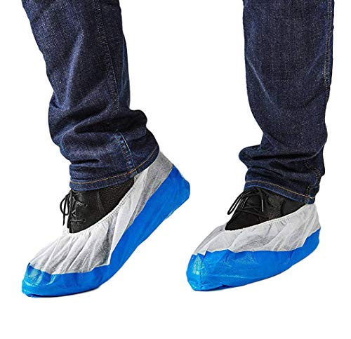Disposable Shoe Covers Waterproof Heavy Duty Non Slip One Size Fit Up to XL, 50 Count