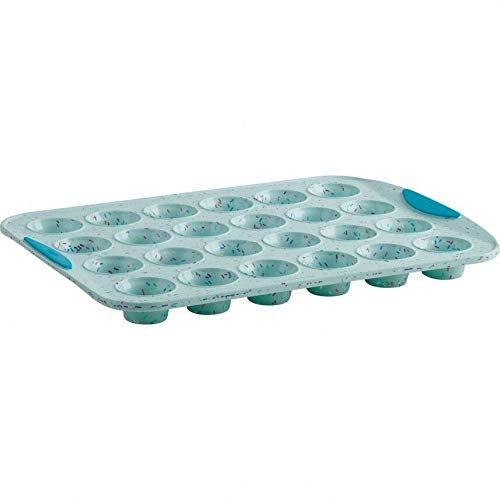 Trudeau Structure Blue Confetti Reinforced 24 Cup Mini Muffin Pan Silicone Bakeware