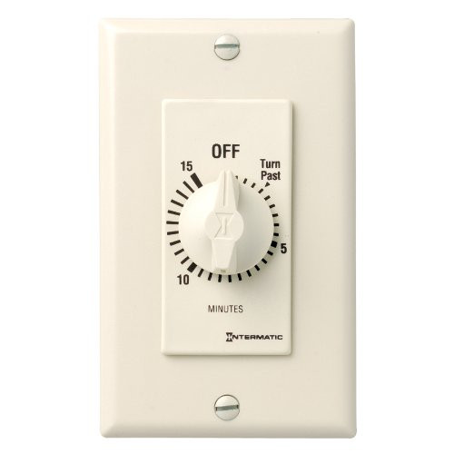 Intermatic FD15MAC 15-Minute Spring-Loaded Automatic Shut-off In-Wall Timer for Fans and Lights, Almond