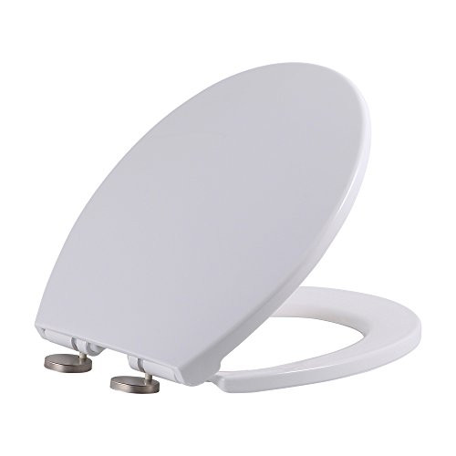 SAMETU Round Front Slow-Close Toilet Seat with Non-Slip Seat Bumpers, White