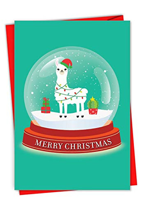 Llama Snowglobe - Box of 12 Funny Christmas Greeting Cards with Envelopes (4.63 x 6.75 Inch) - Cute Xmas Ornament, Happy Holidays Note Card for Kids, Adult - Xmas Greeting Gift C7048XSG-B12x1 Llama Snowglobe - Box of 12 Funny Christmas Greeting Cards with Envelopes (4.63 x 6.75 Inch) - Cute Xmas Ornament, Happy Holidays Note Card for Kids, Adult - Xmas Greeting Gift C7048XSG-B12x1