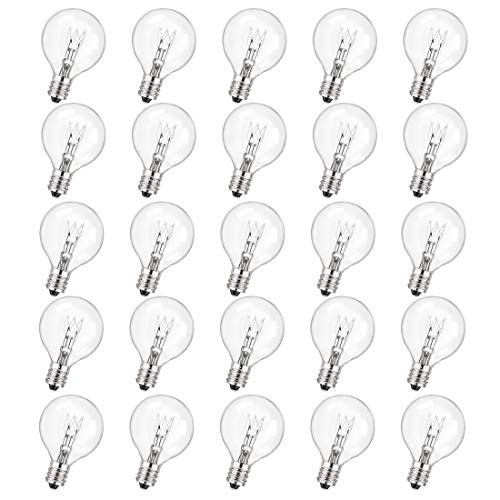 Clear Globe G40 Screw Base 120V 5W Replacement Bulbs, String Light Bulbs Replacement, 1.5-Inch, 25 Pack