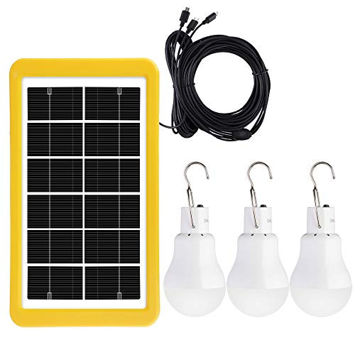 Solar Light Bulb Solar Lamp Portable LED Light Solar Panel Powered Rechargeable Lights with Sensor for Home Shed Barn Indoor Outdoor Emergency Hiking Tent Reading Camping Night Work Light(3 Pack)