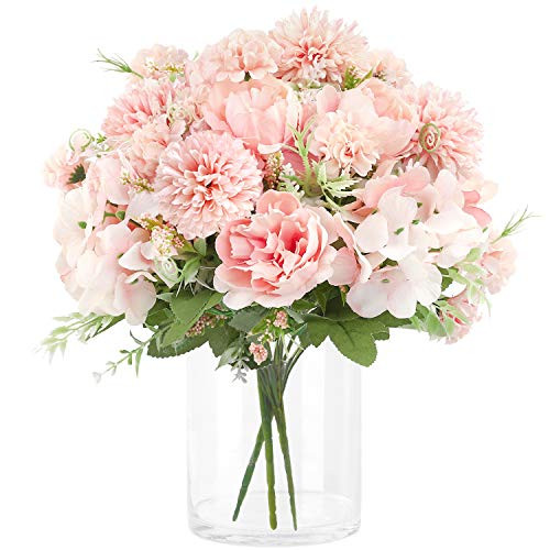 Wholine 3pcs Artificial Flowers Silk Hydrangea Faux Camellia Bouquet Flowers for Wedding Bouquet Centerpieces Flower Arrangements Decorations